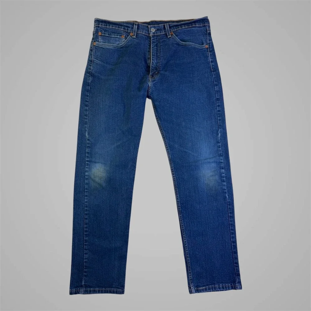 Levi's 505 Mens Jeans 36x29 Regular Fit Straight Leg‎ Blue Wash Denim Stretch